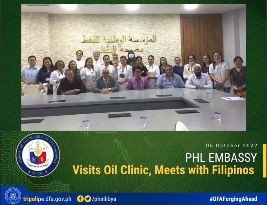 October 5 PHL Embassy Visits Oil Clinic Meets with Filipinos