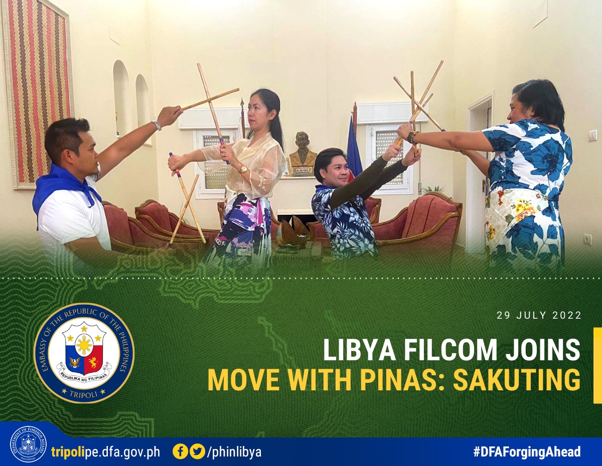 Libya Filcom Movers participated in online dance workshop Move with Pinas featuring the Sakuting from the province of Abra