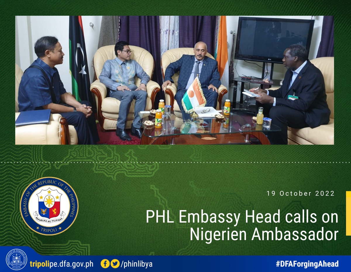 Philippine Embassy Head calls on Nigerien Ambassador H.E. Issad AG Kato 19 October 2022