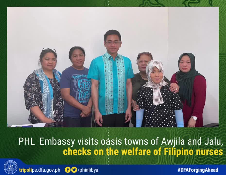 PHL Embassy visits the oasis towns of Awjila and Jalu in al Wahat District checks on the welfare of the remaining Filipino nurses in Awjila Hospital and Jalu General Hospital 2