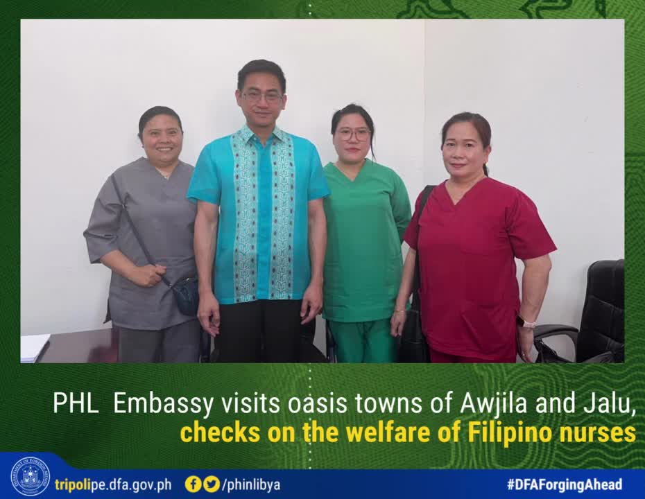 PHL Embassy visits the oasis towns of Awjila and Jalu in al Wahat District checks on the welfare of the remaining Filipino nurses in Awjila Hospital and Jalu General Hospital 3