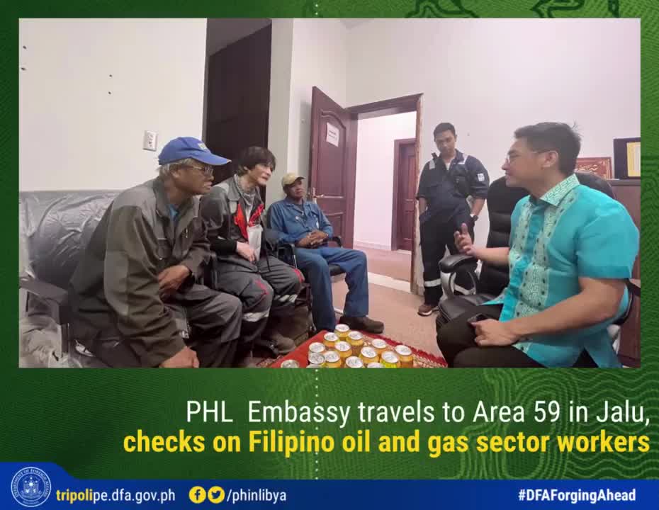 Philippine Embassy visits Area 59 in Jalu meets with Filipino oil and gas workers of Shahat Oil Services and Alhawzan Development Company1