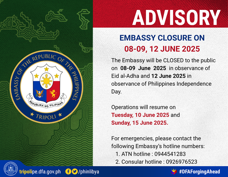 08 09 12 June Embassy Advisory Closure