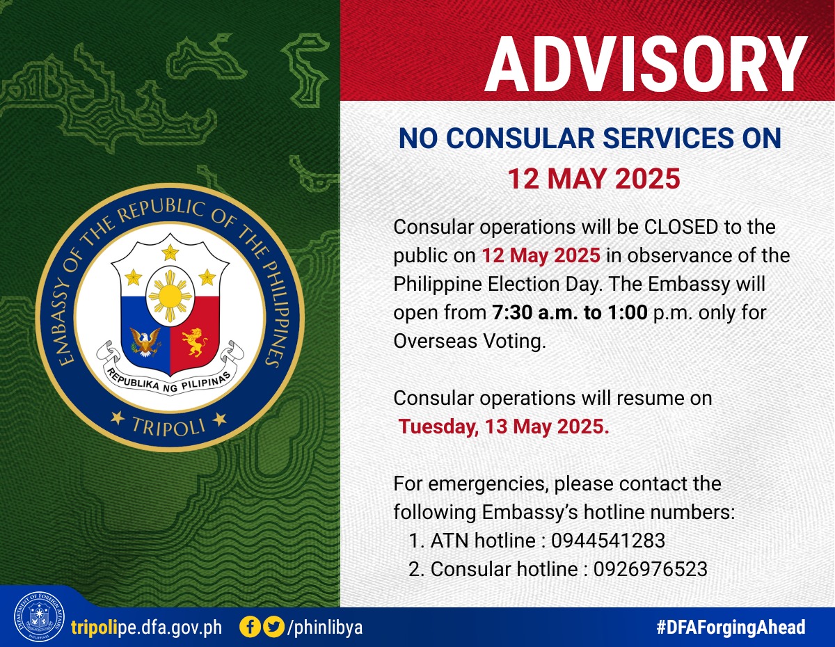 12 May 2025 Advisory Philippine Election Day