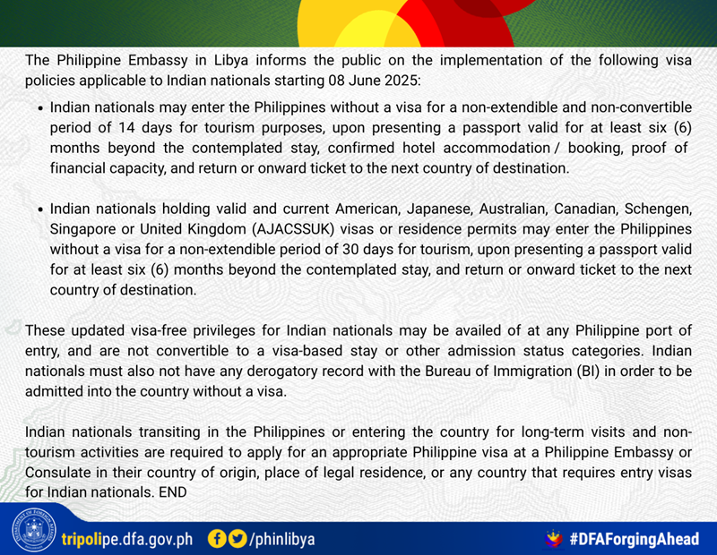 ADVISORY PH VISA POLICY FOR INDIAN NATIONALS 2